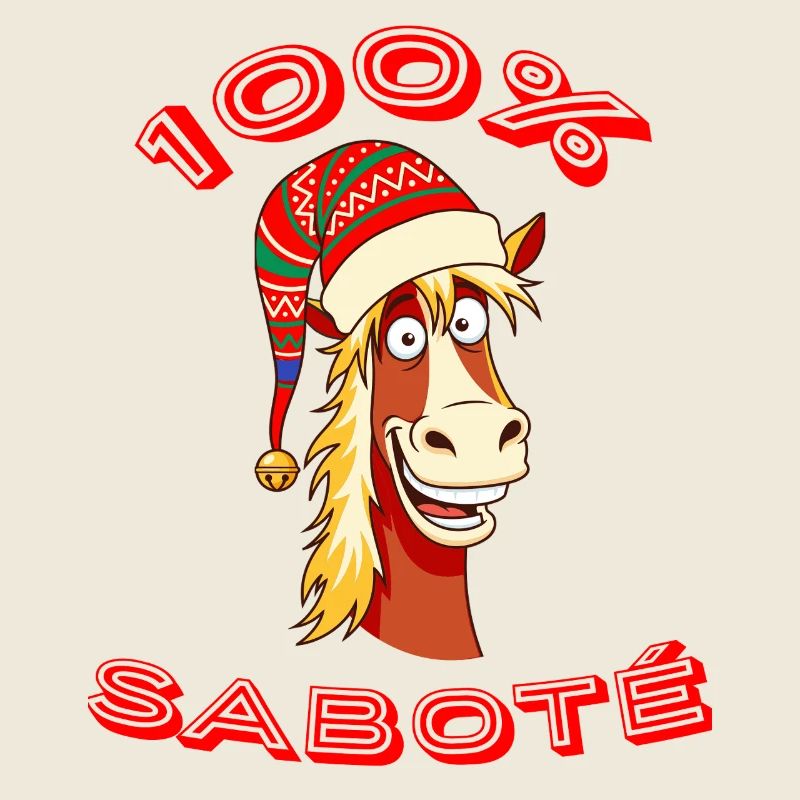 100% SABOTé - Cheval loufoque bonnet rouge
