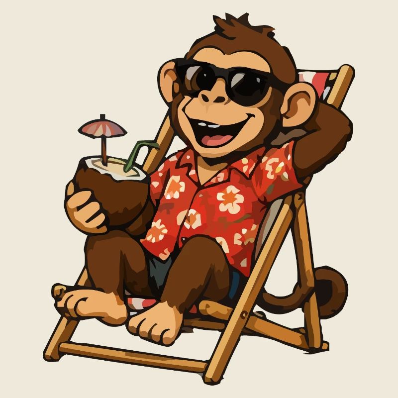 Singe sur la plage en hawaïen look