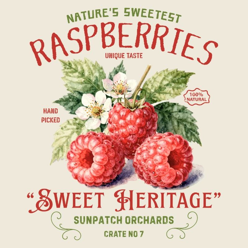 Étiquette Vintage Orchard Raspberry Heritage