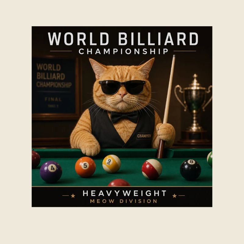Chat jouant au billard dans le salon Cool Drôle
