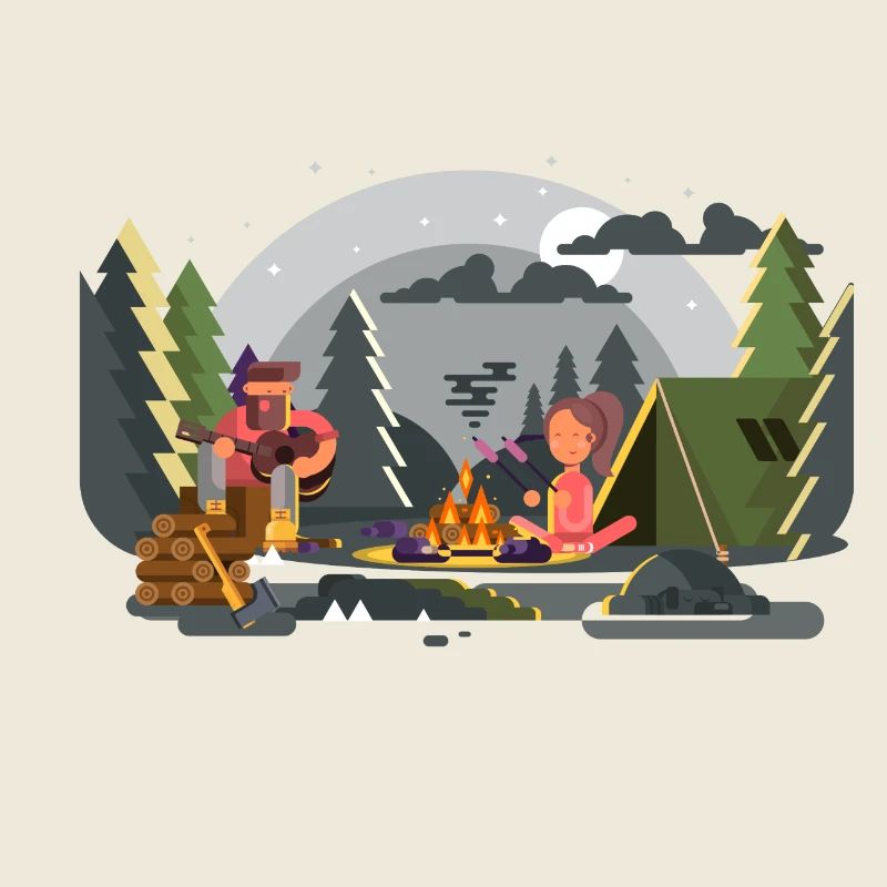 Duo de camping Forêt Feu de Camp