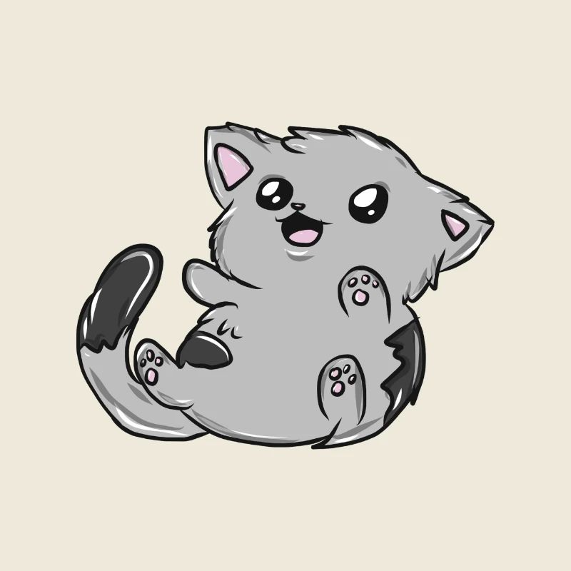 Cuddly Kitten Gray Velcro Cartoon
