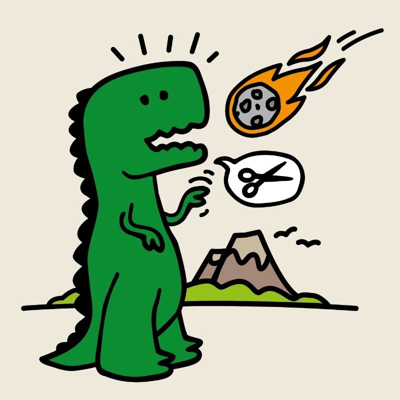 Rock paper scissors T-rex funny dinosaur comet
