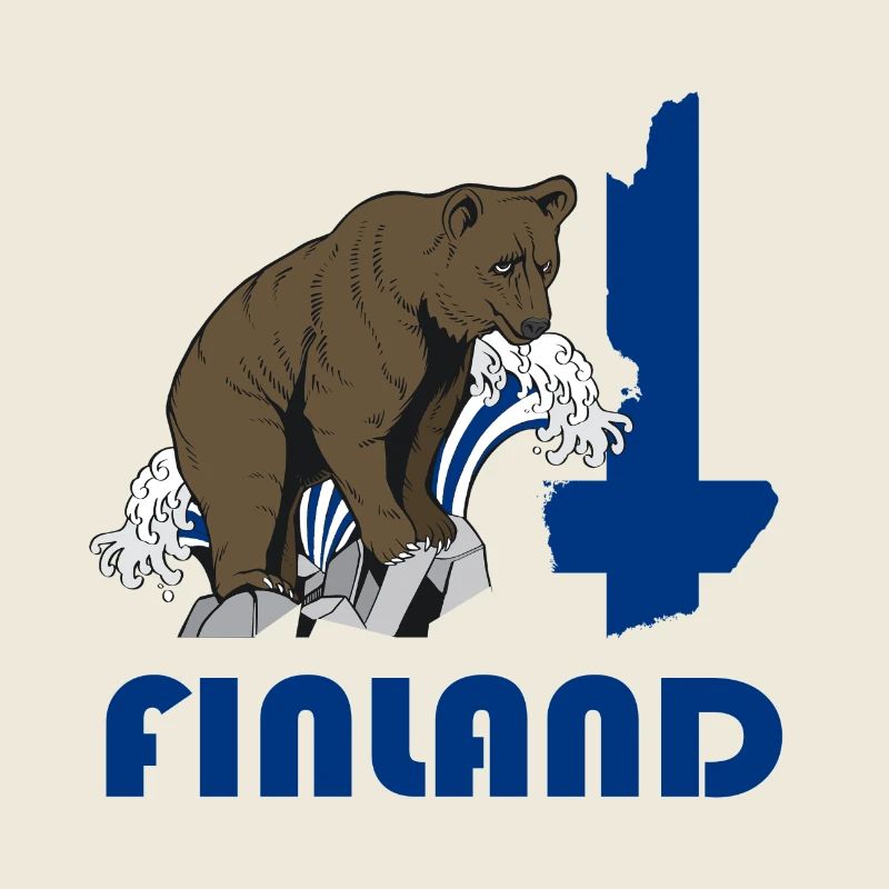 Conception d'ours de Finlande avec carte et drapeau