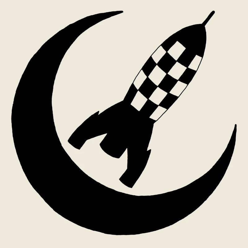 Black rocket and half-moon