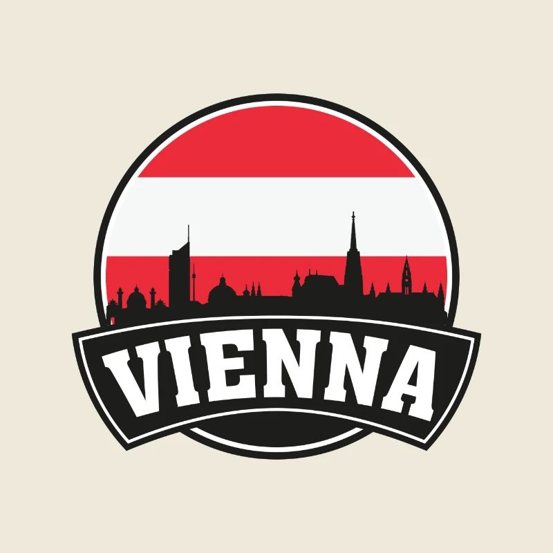 Souvenir du drapeau de l’Autriche de la silhouette de la ville de Vienne