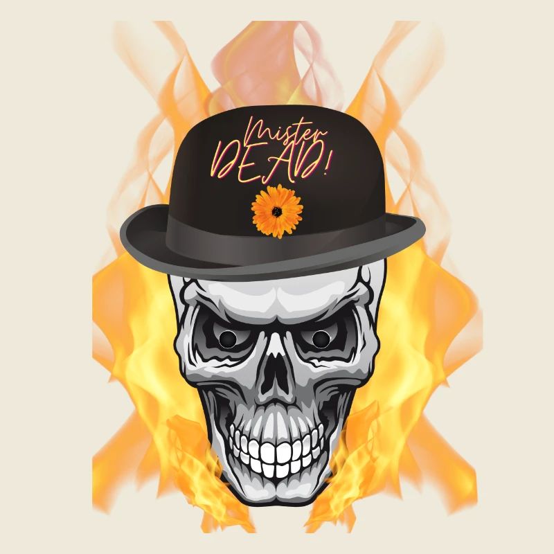 biker, skull, fire