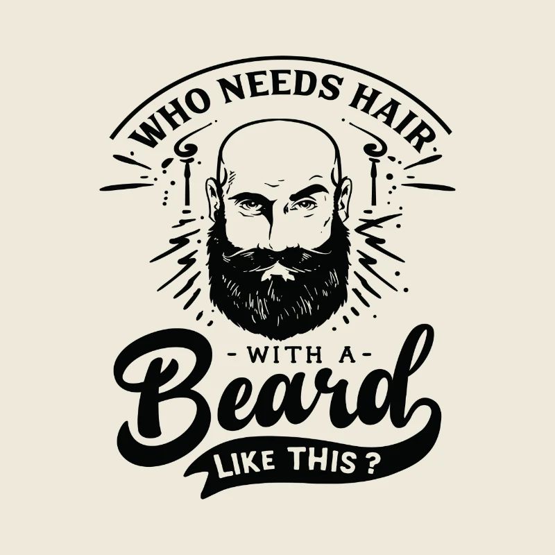 Funny Beard Hipster Men Lettering Typography