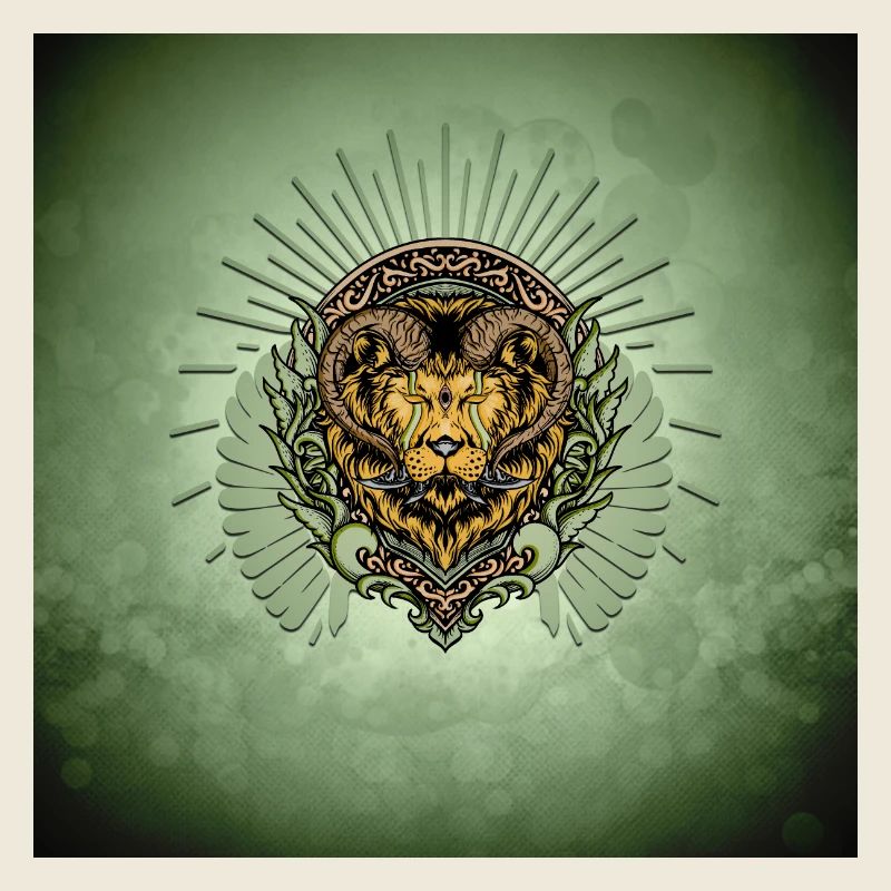 Impressive horned lion