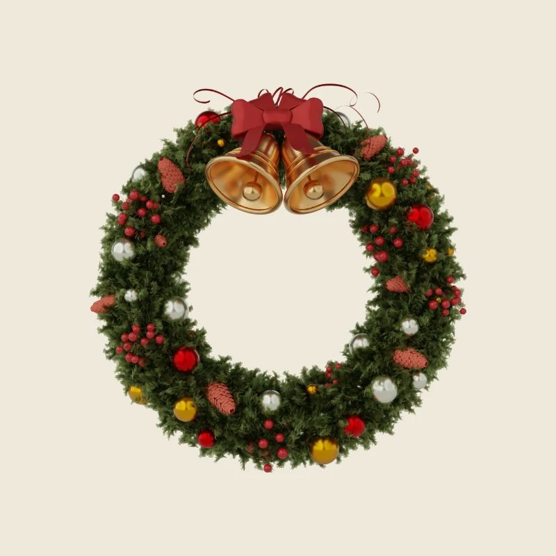 Weihnachtskranz mit Glocken und Schleife