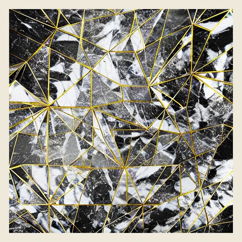 Marble Black Gold Geometric Pattern