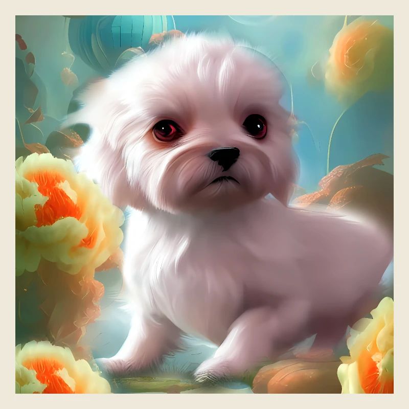 Chiot mignon avec des fleurs