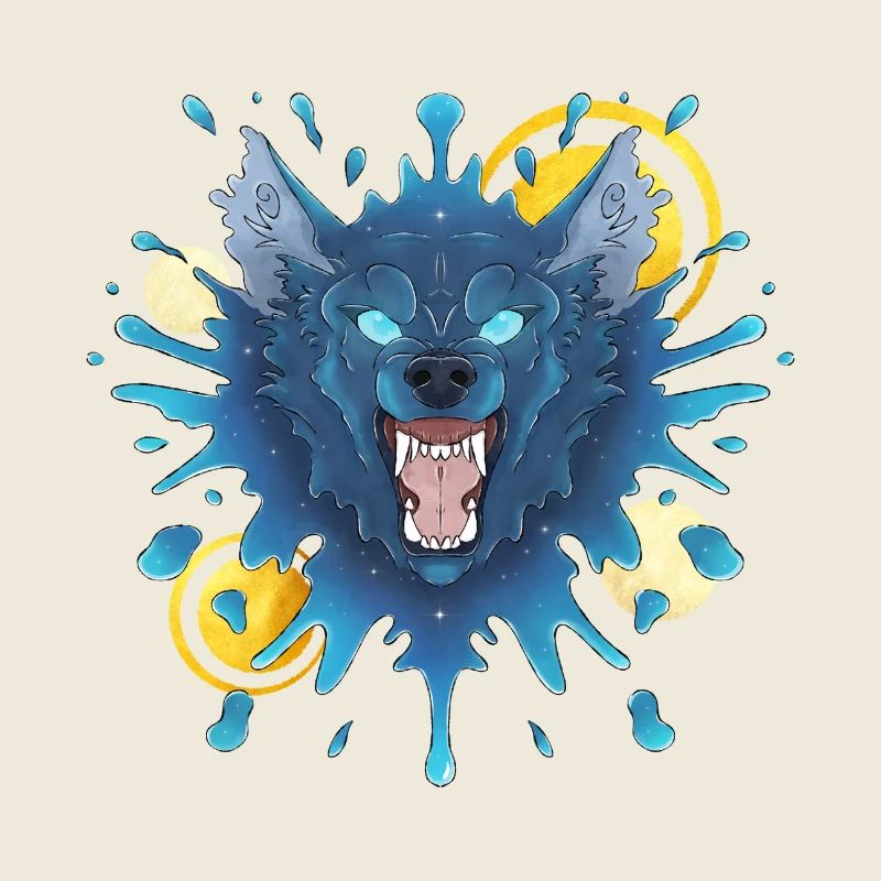 Blue Ink Spirits - Evil Growling Ink Wolf