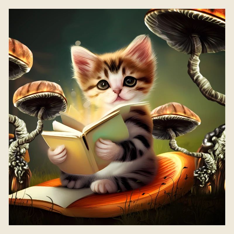 Ein süßes Kätzchen liest Abenteuer