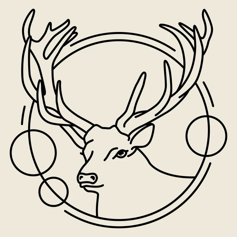 Cerf en forme géométrique - Conception d’art au trait