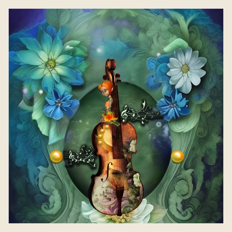 La majesté du violon avec des fleurs
