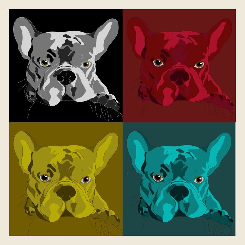 Frenchie Pop Art Vierfarb Design