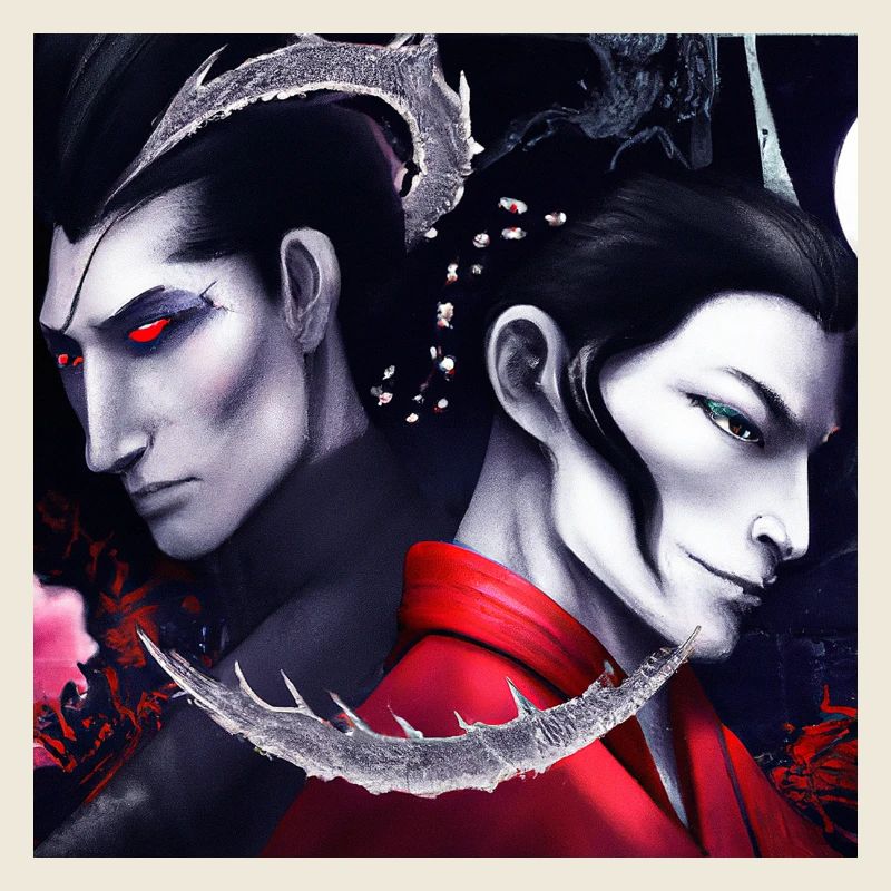 Portrait de dragon samouraï Art Valentine Clair de Lune