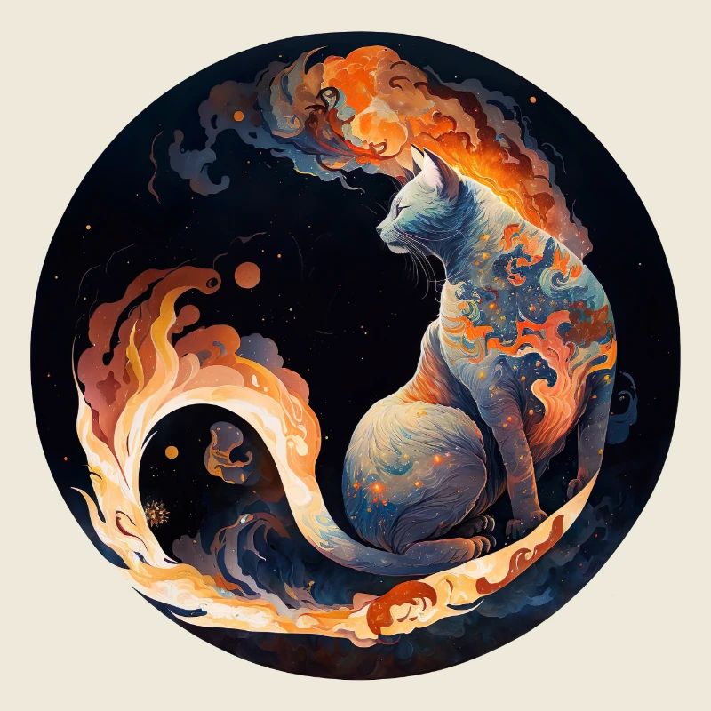 Fiery cat magic in constellation design