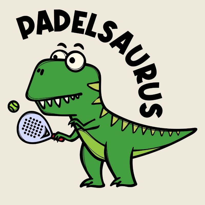 Dinosaur Padel Player Racket Ball Saying