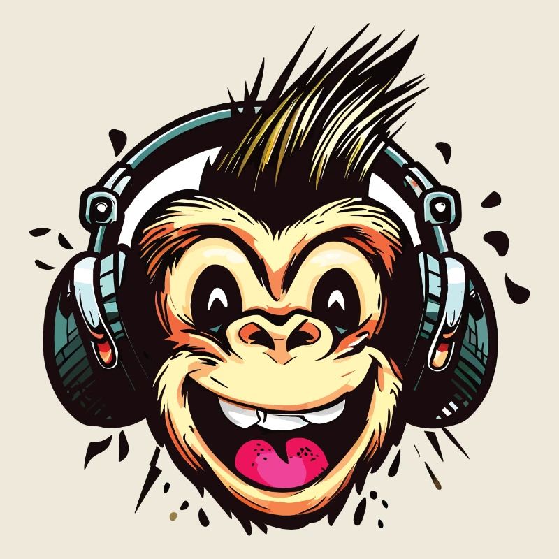 Funny DJ Monkey with Headphones