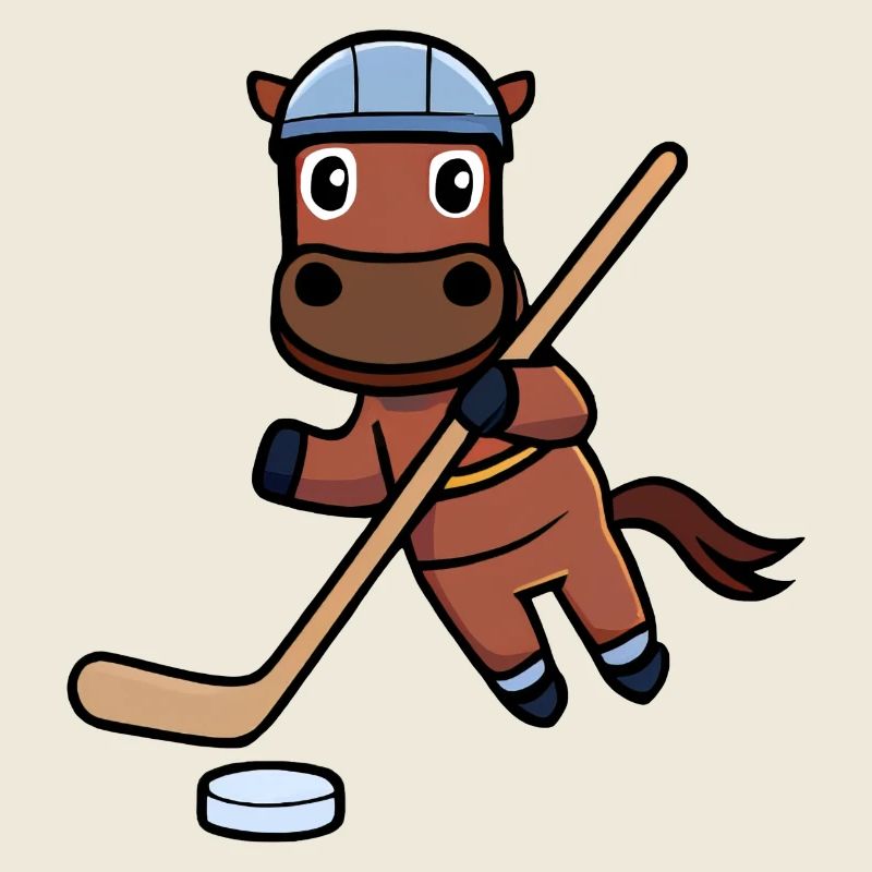 Pferd spielt Eishockey Hockey