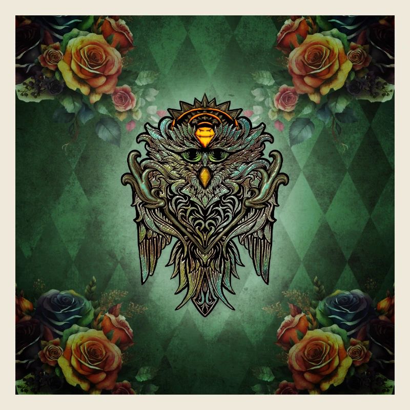 Tolle Eule mit Rosen