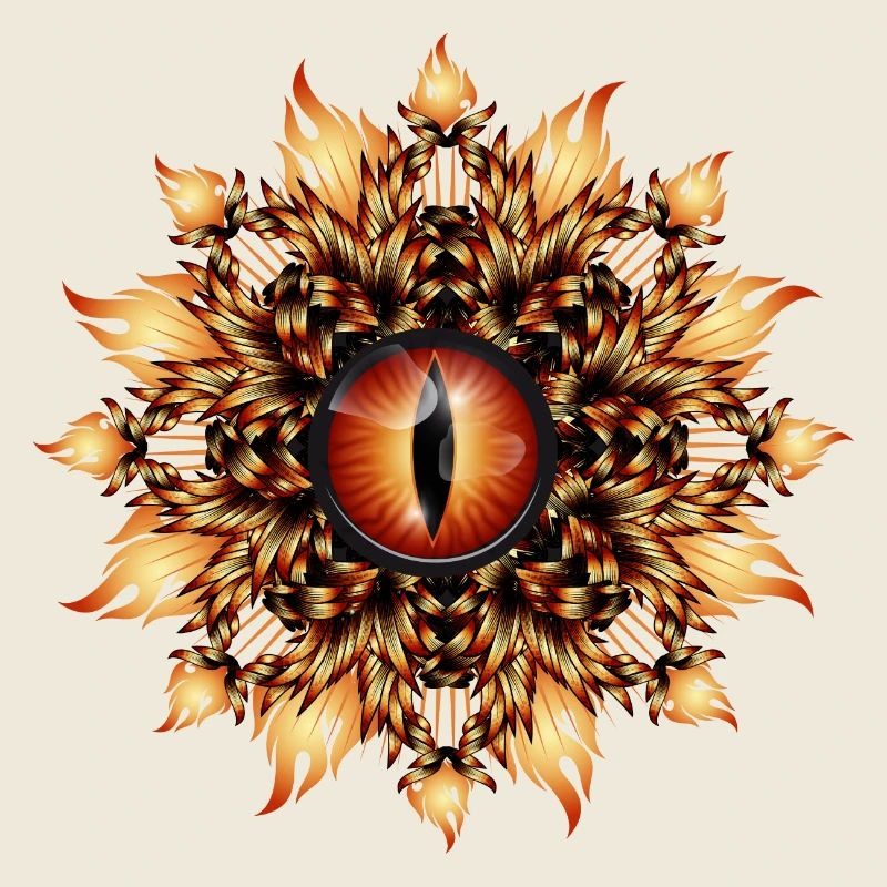 magic eye of a dragon in medallion style