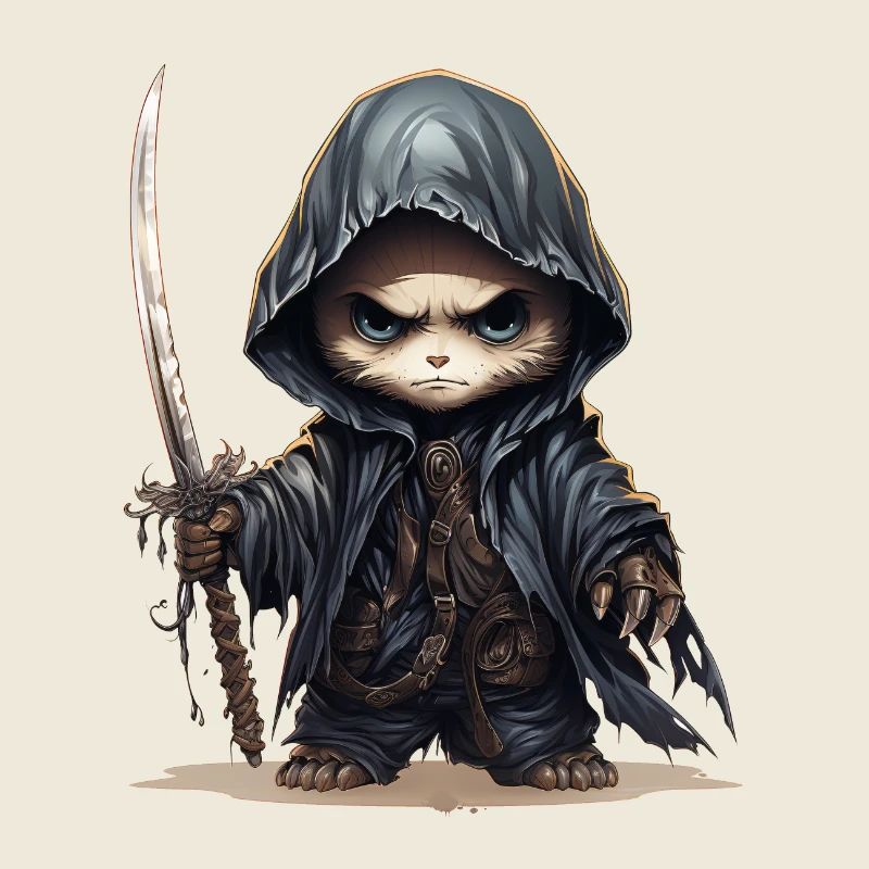 Panda Ninja avec un t-shirt fantasy en forme de lance