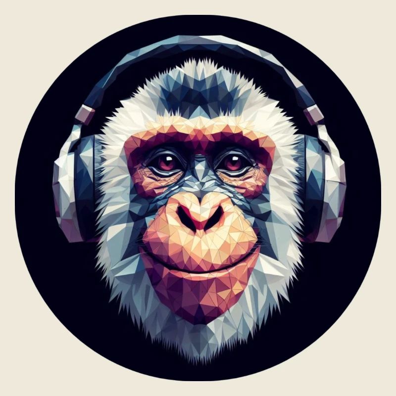 Cooler Affe mit Kopfhörern