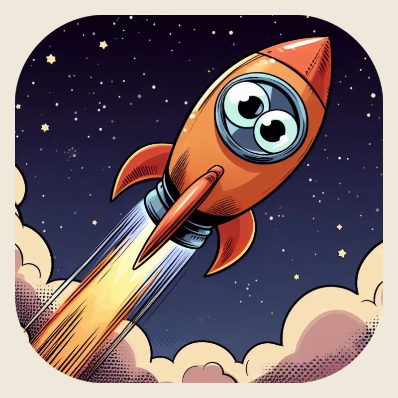 Comic Rocket with Eyes