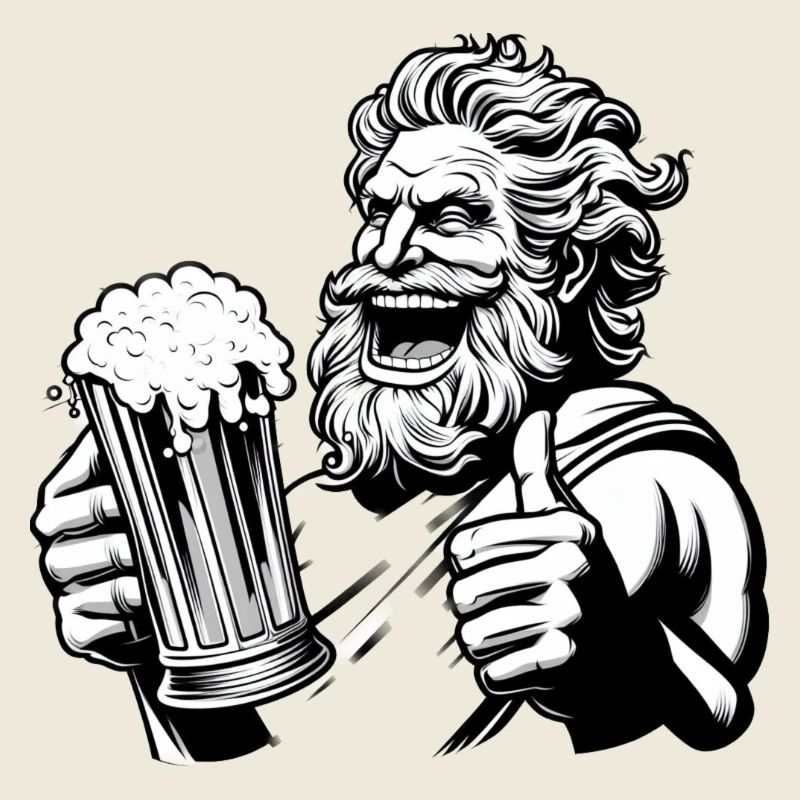 Zeus mit Bier