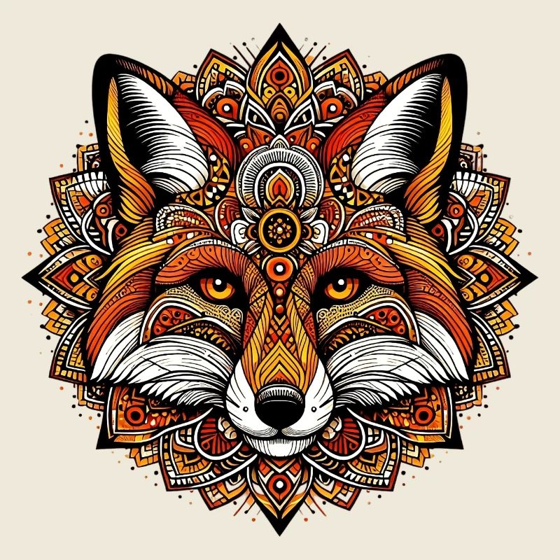 Fox decorated with Mandalas