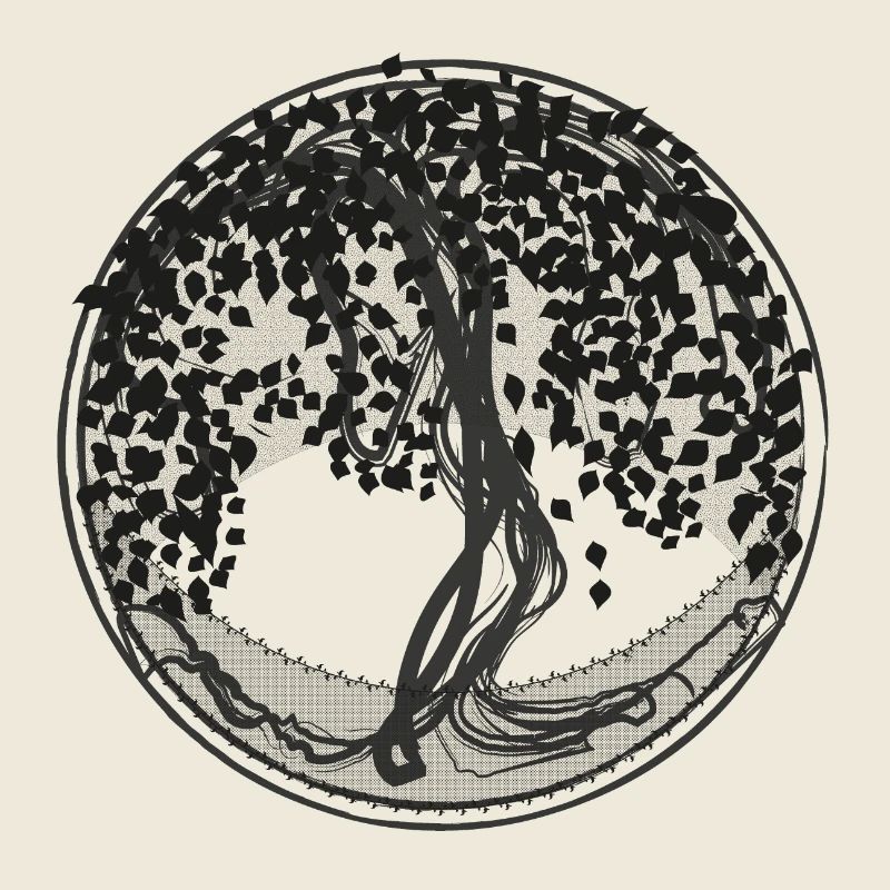 Dark Tree Circle Silhouette