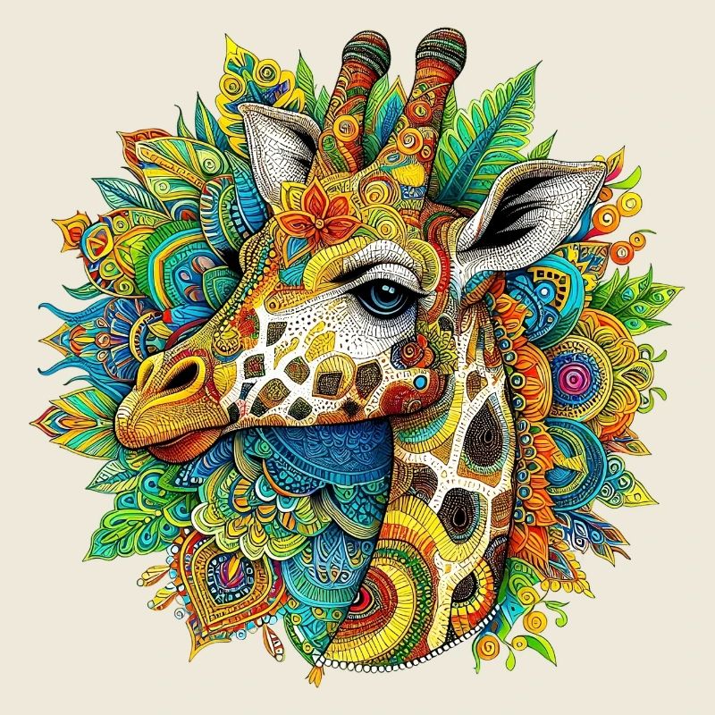 Girafe décorée de Mandalas