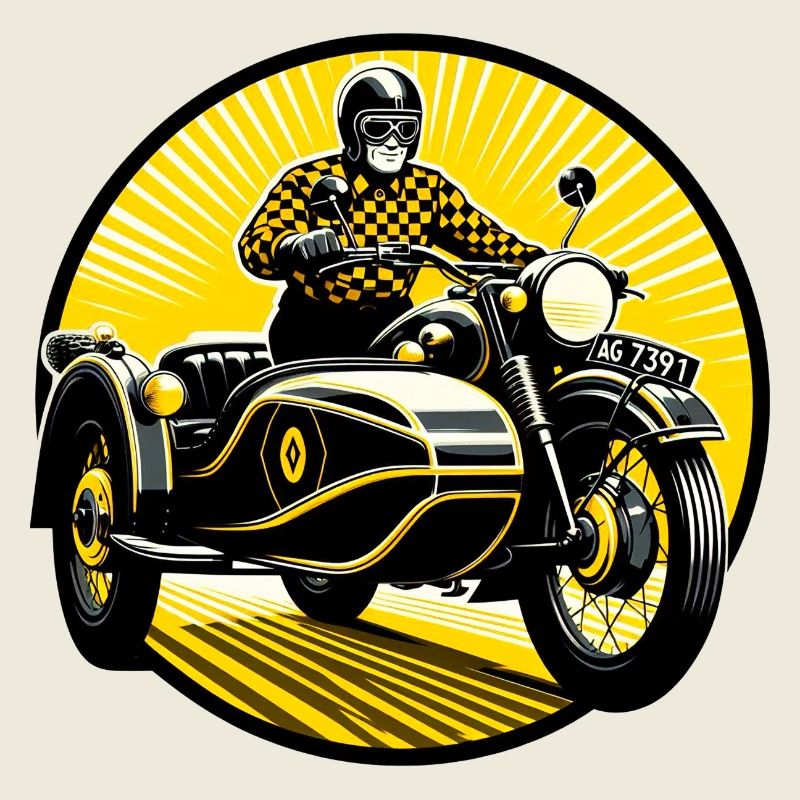 Conducteur de side-car au soleil