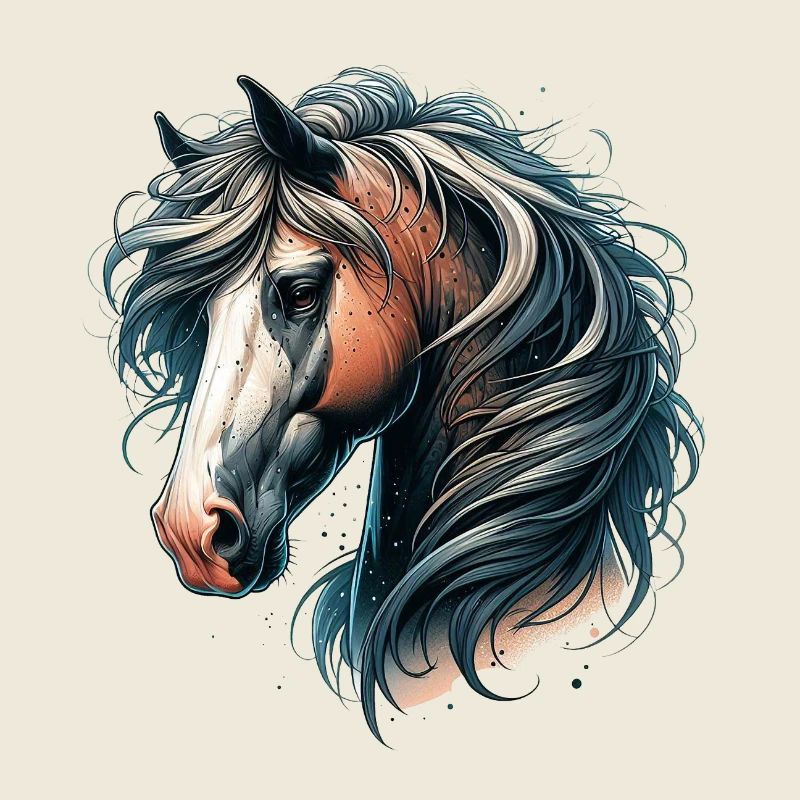 Tête de cheval à crinière fluide