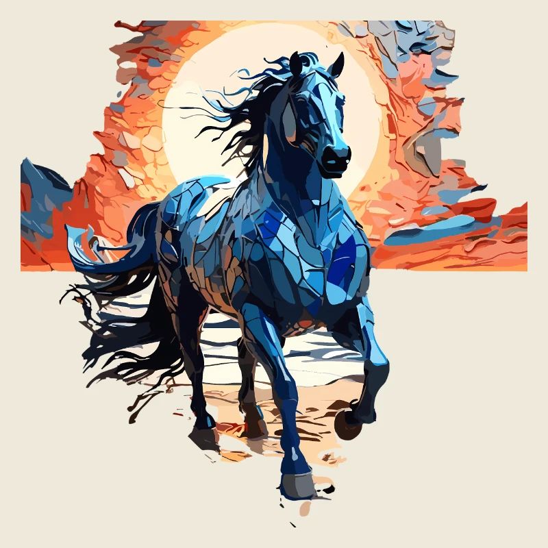 Stilvolles blaues Pferd Illustration
