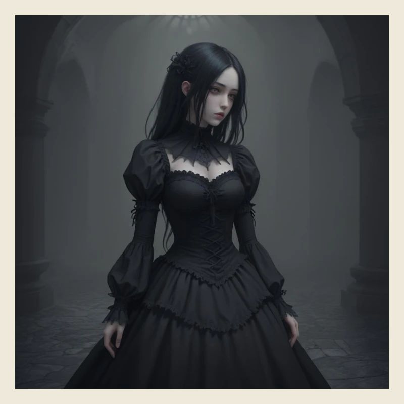 Gothic Viktorianisches Schwarzkleid