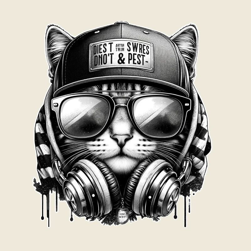 Katze DJ mit Kopfhörer Cap