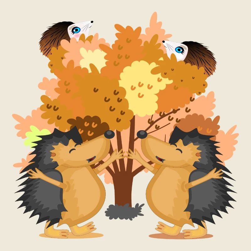 ILLUSTRATIONS D’ANIMAUX HÉRISSON ARBRE D’AUTOMNE