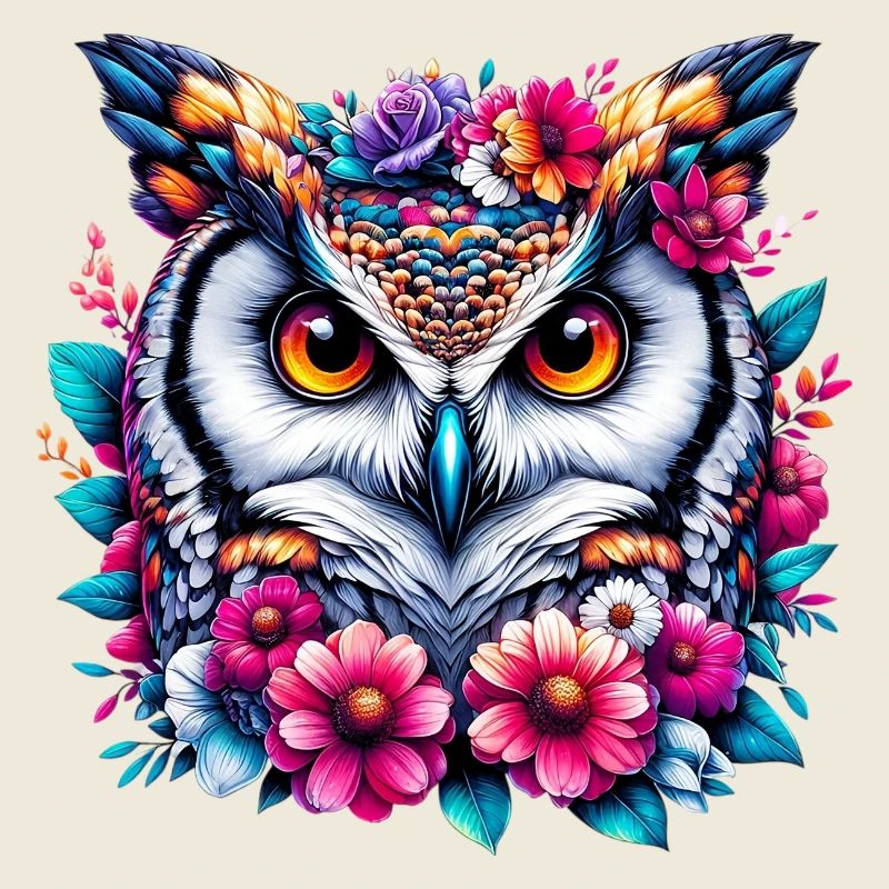 Owl decorated with flowers