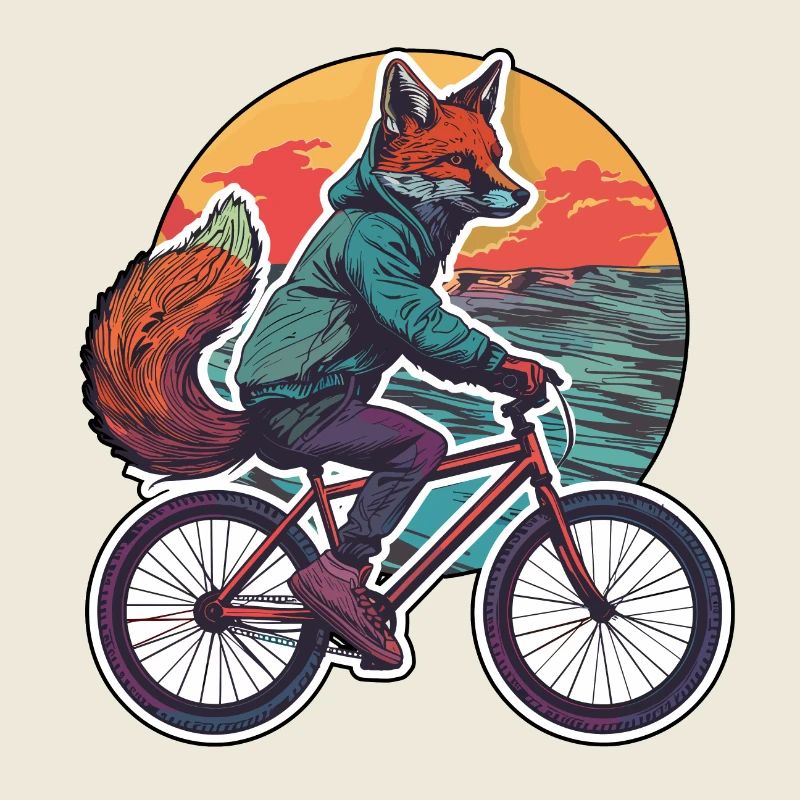 Fox Bicycle Cyclist Bike Animal Foxes