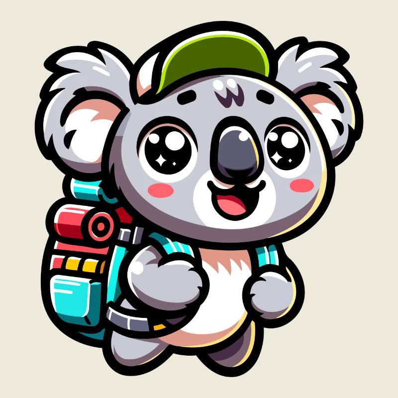 Abenteuerlustiger Koala Backpacker Illustration