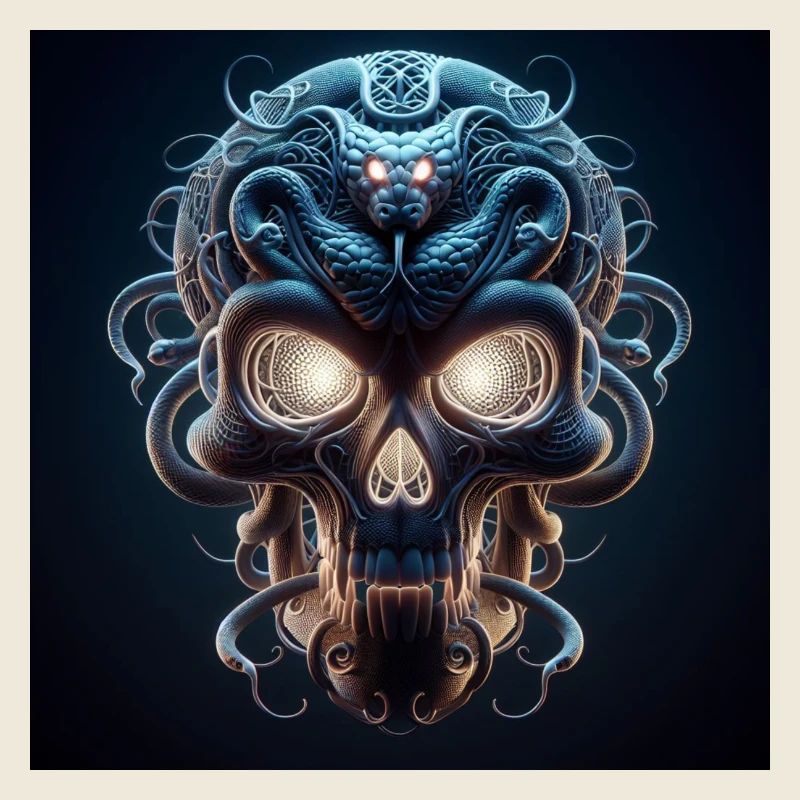 Schädel verschmolzen mit Snake 3D