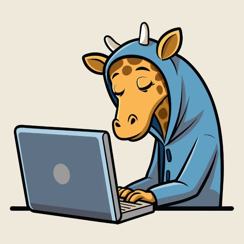 Girafe pirate mignonne en sweat à capuche devant PC