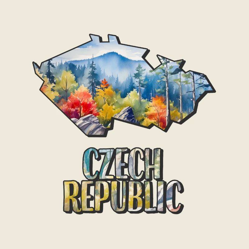 Watercolor Map Czech Republic