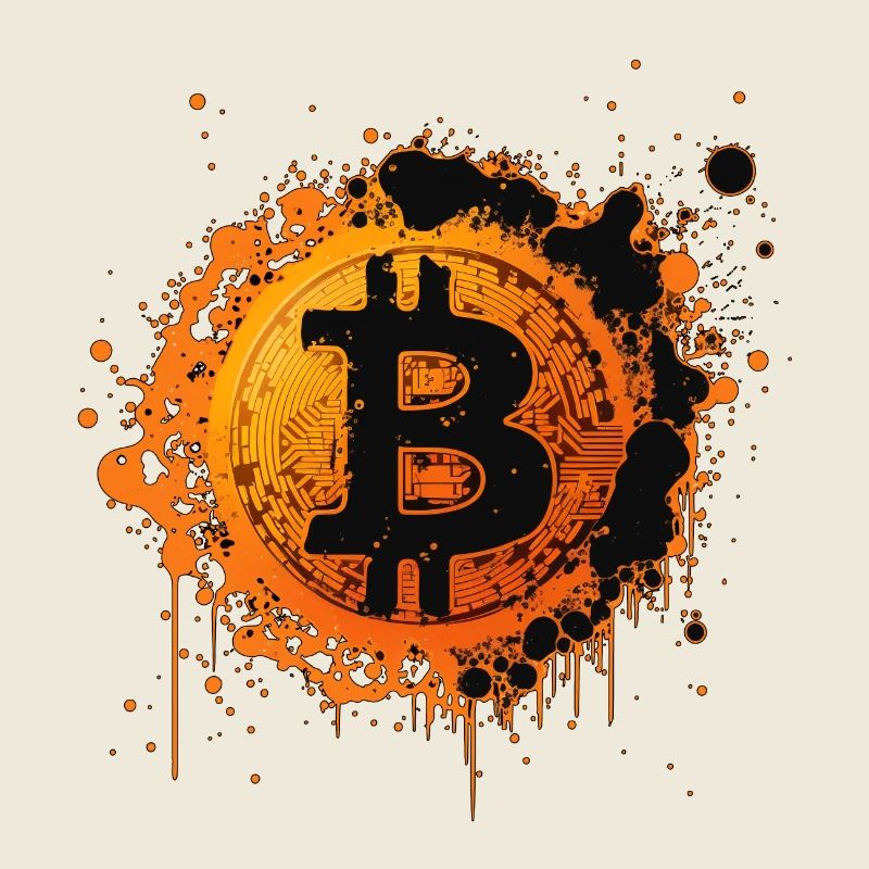 Éclaboussures de Bitcoin Graffiti Orange