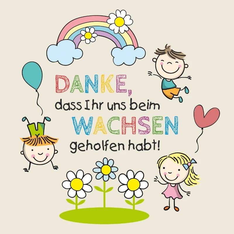 Spruch Abschied | Kinder - Regenbogen - Blumen 
