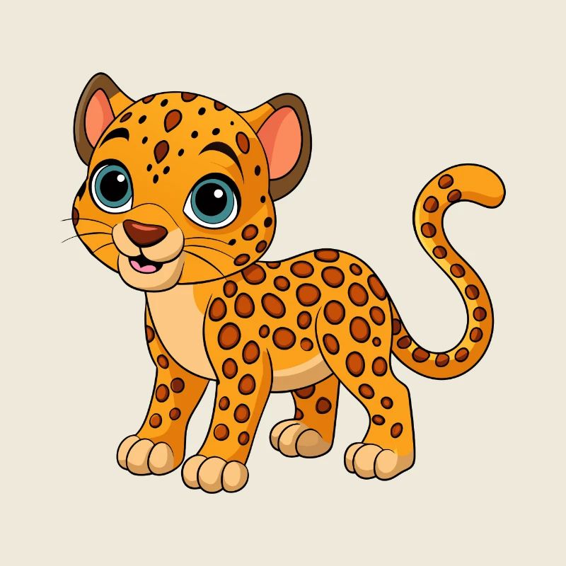 Leopard Cute Mascot Cartoon Character Kawaii